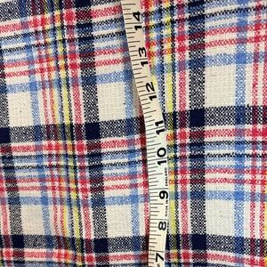 Vintage cotton Plaid Fabric in Red, Blue, and Yellow 20 x 44. B7